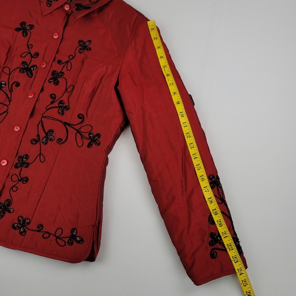 Silkland Silk Embellished Womens Quilted Jacket Coat Sz Medium - Picture 9 of 16